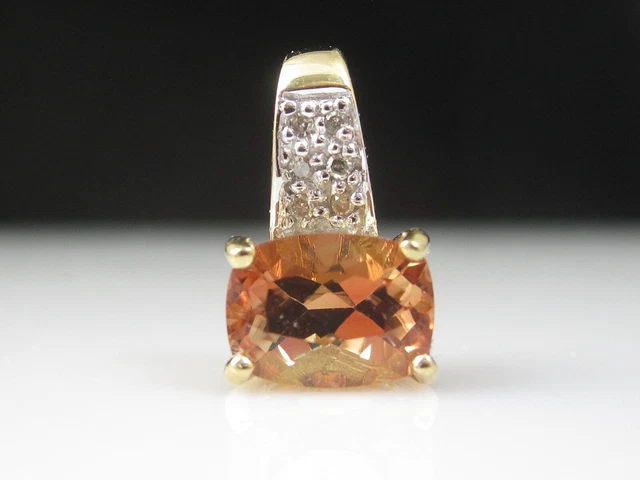 Madeira Citrine Diamond Pendant 14K Yellow Gold Estate Designer Fine Jewelry