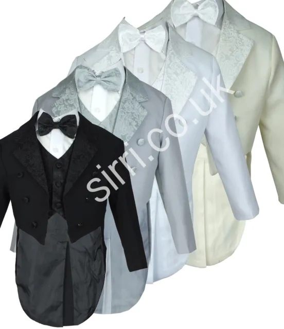 Baby Boys 5 Piece Tuxedo Style Tailcoat Suit Page Boy Christening Baptism Outfit