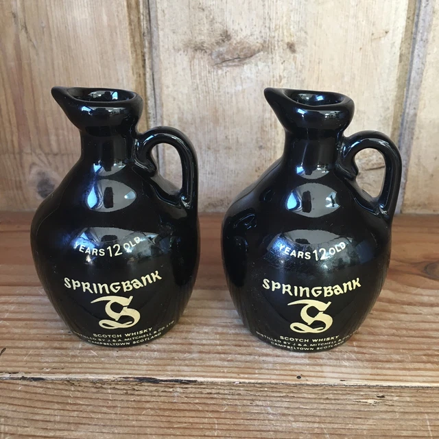 Springbank Malt Scotch Whisky Miniature Jug Flagon X 2 Empty Collectable 9cm
