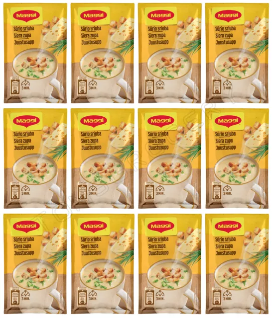 12 MAGGI CHEESE With Croutons Instant Soup Quick Preparation Sachets