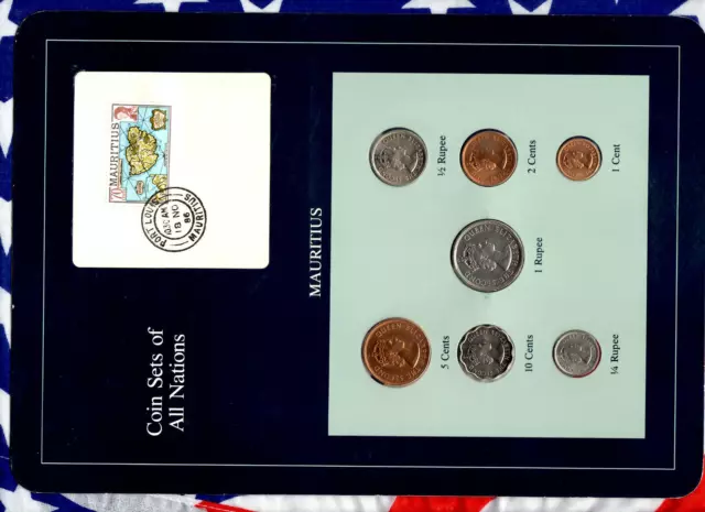 Coin Sets of All Nations Mauritius 1978 UNC 1/4,1/2,1 Rupee 10,5,2,1 Cents