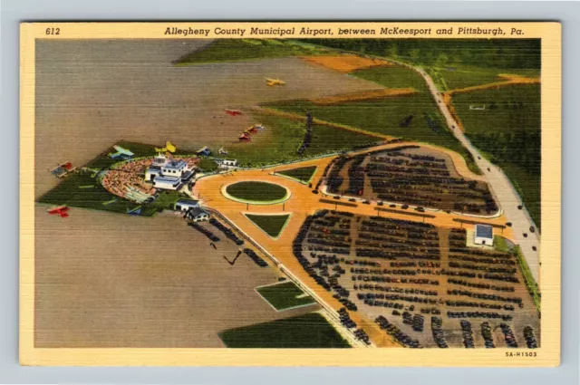 Pittsburgh PA Aerial View Allegheny County Airport Pennsylvania Vintage Postcard