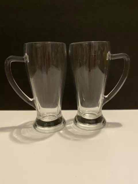 Fidenza 0.4L Glass Beer Mugs. Set of 2. Made in Italy