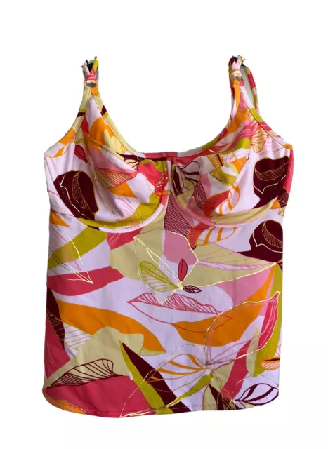 Tara Grinna Full Coverage Underwire Tankini Swim Top Apron Back Size 32-36EE $84