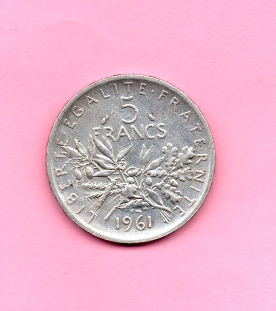 Pièce De Monnaie Française 5 Francs Argent 1961 - Type Semeuse Roty - Qualité SPL - Rare
