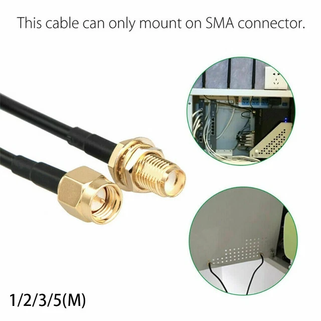 Cavo di prolunga antenna router wireless 1 m 5 m lunghezza spina e presa SMA