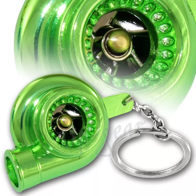 JDM Green Turbo Charger Bearing Spinning Turbine Key Chain Ring Key Fob