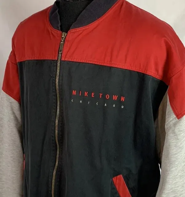 Vintage Nike Jacket Swoosh Chicago Nike Town Logo Embroidered XL 90s