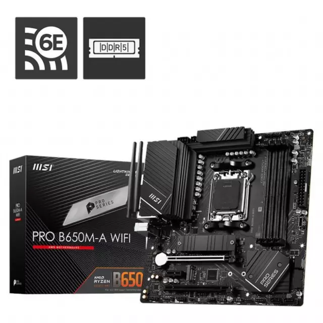 MSI PRO B650M-A WIFI AMD AM5 DDR5 WiFi-6E MicroATX Gaming Motherboard