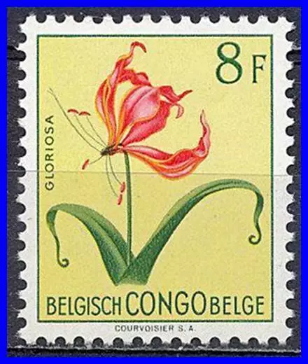 BELGIAN CONGO 1953 FLOWERS 8Fr  SC#280 MNH CV$5.00++
