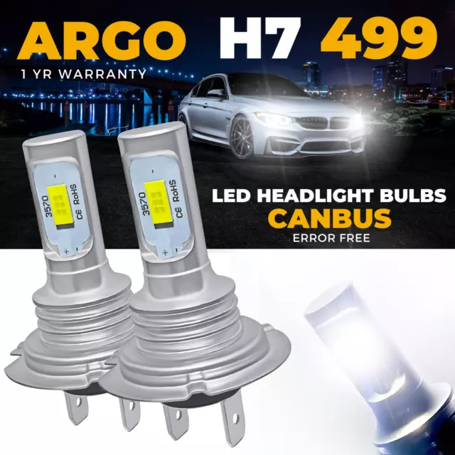 H7 Led Xenon White Canbus Error Free 6000k Car High Low Beam Headlight Bulbs 12v