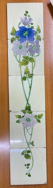 Collectible Rare Vintage Fireplace 5Pc Set Tiles England Rare Antique Vintage