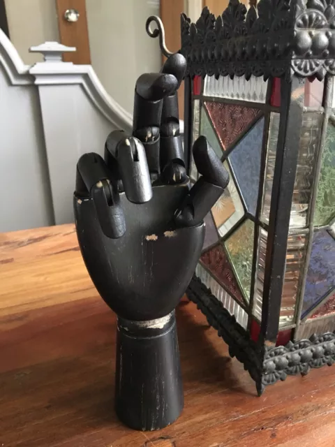 Wooden Mannequin Articulated Hand Form Black Paint Finish  Free Delivery Display
