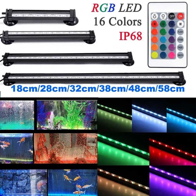 LED Bubble Air Stone Light Submersible Aquarium Fish Tank Aqua 16Colors RGB Lamp