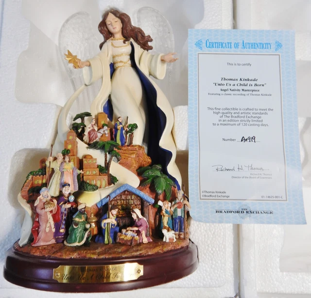 RARE KINKADE CRYSTAL Glory Christmas Nativity Angel Unto Us Is A Child