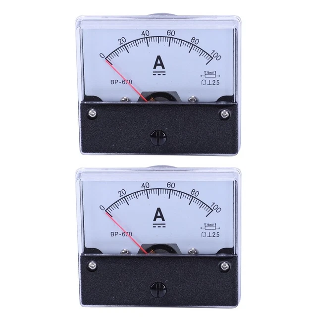2x DC 100A Analog Panel Amps Current Payer Ammeter Meter -670G9B3
