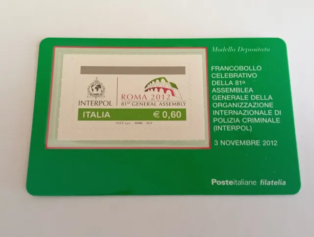 ITALIA 2012 T 865 Tessera Filatelica 81ª Assemblea Generale INTERPOL n 3368