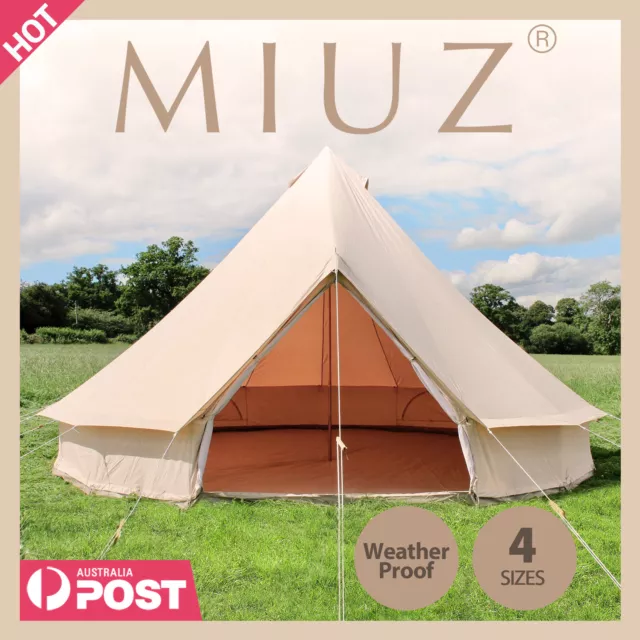 MIUZ 3M Bell Tent Camping Canvas Tent Beach Yurt Safari Waterproof Stove Jack