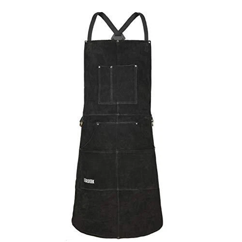 Leather Welding Apron,Heat & Flame-Resistant Heavy Duty Work Black - 24"x 36"