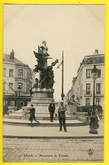 cpa 59 - LILLE (North) TESTELIN MONUMENT Animated Tramway
