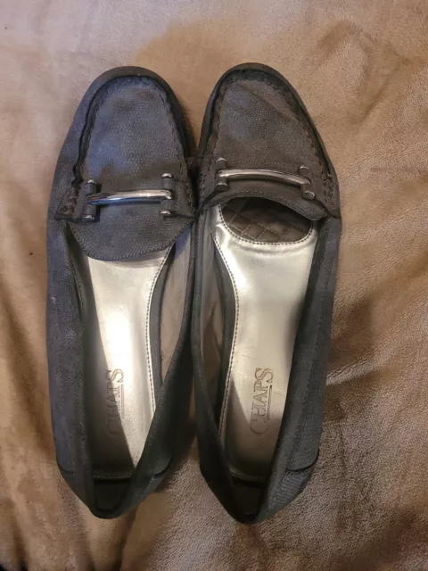 Ralph Lauren Chaps Gray Loafer Driving Slip On  Flat Woman’s Shoe Career Sz 9.5b