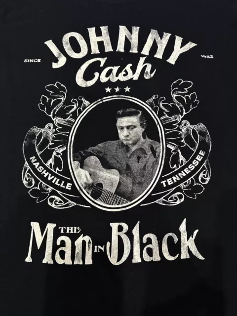Johnny Cash Large L The Man in Black Nashville Unisex T Shirt Short Sleeve Tee