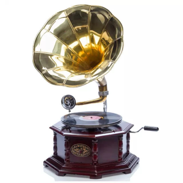 Gramophone avec pavillon pour disque 78 tours - style antique