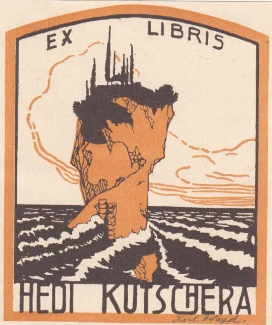 Exlibris Bookplate Hochdruck Karl Hayd 1882-1945 Felseninsel
