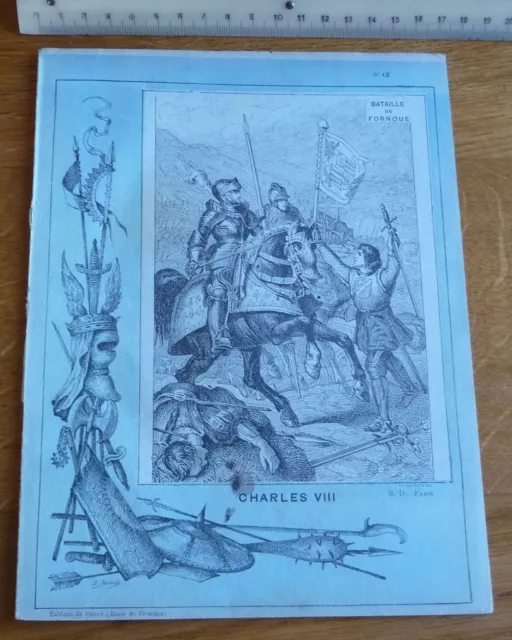 Ancien Protège-cahier Couverture "CHARLES VIII - BATAILLE DE FORNOUE"