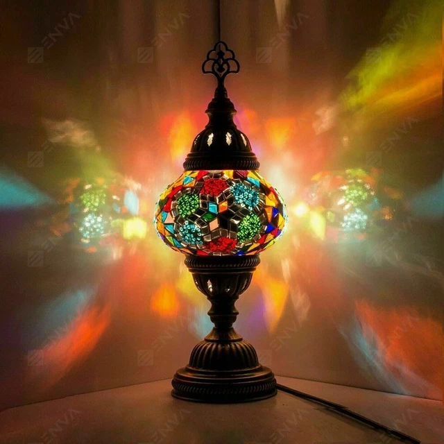 Lampada da comodino scrivania in mosaico Tiffany fatta a mano turco marocchino