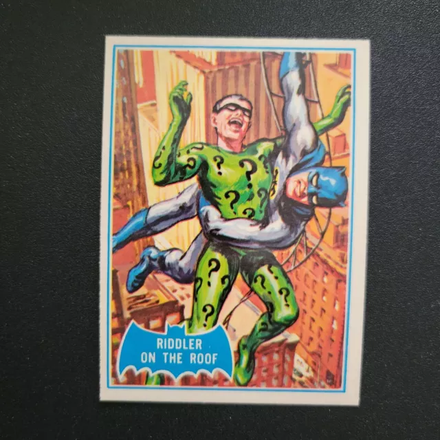 🦇1966 TOPPS BATMAN Blue Bat #37B "Riddler on Roof" Catwoman Puzzle 1989 reissue