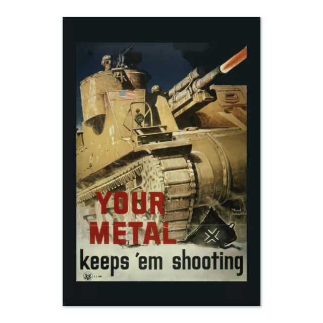 Keep 'Em Shooting - 1943 WW2 US Army Tank Poster - Classic War Art Print