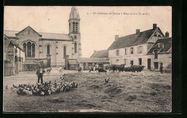 CPA Bray-et-Lu, Un Interieur de Ferme