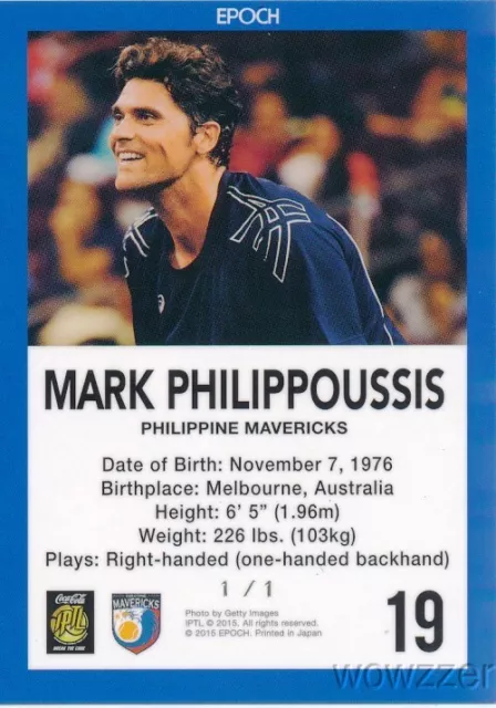 2015 Epoch Mark Philippoussis Tennis Holo Facsimile Signature #1/1 Super Rare MT 2