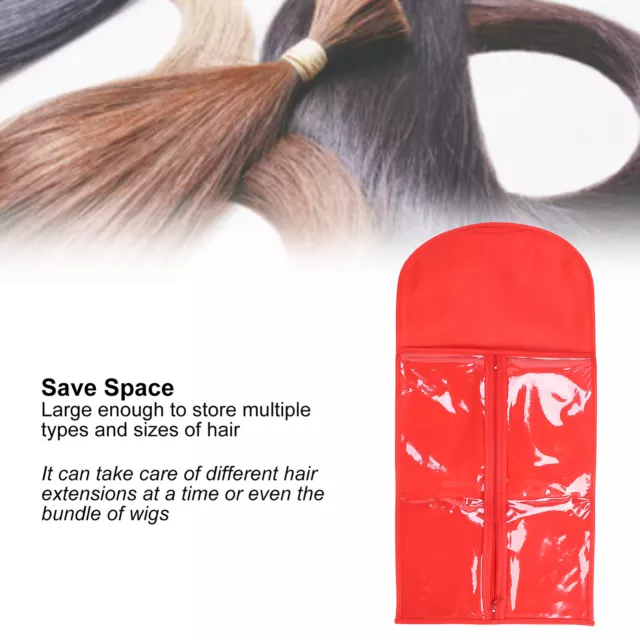 (red)Storage Bag Convenient Dustproof Hair Extensions Storage Bag With Zipper