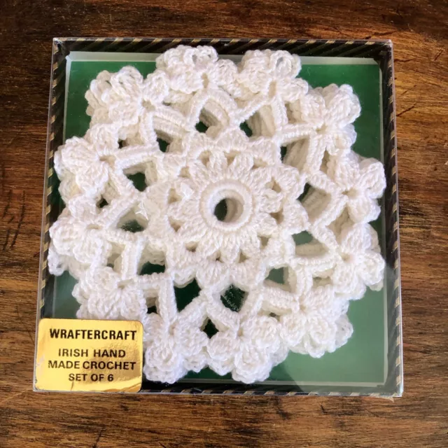 Set of 6 Crochet Snowflakes Christmas Ornaments Wraftercraft Irish Handmade