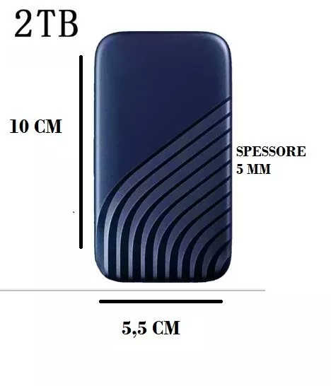 Hard disk esterno Disco Rigido 2 TB - blu - slim, light tascabile