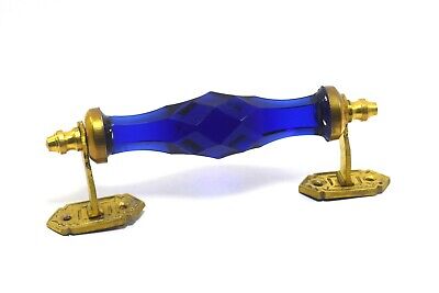 New Cut Glass Door Handle Brass Fitting Blue Glass New Cabinet Puller i24-180