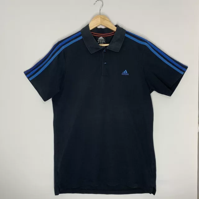 Adidas Polo Shirt LARGE Blue 1/4 Button Up Short Sleeve Clima365 Cotton Y2K Mens