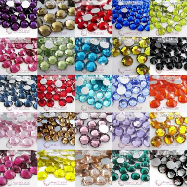 144Pcs Ss6-Ss30 Crystal Foil Flat Back Glass Rhinestones Non-Hotfix - Standard