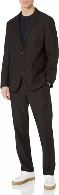 Kenneth Cole REACTION Men's Performance Slim Fit Suit, Charcoal, 44 Long W37