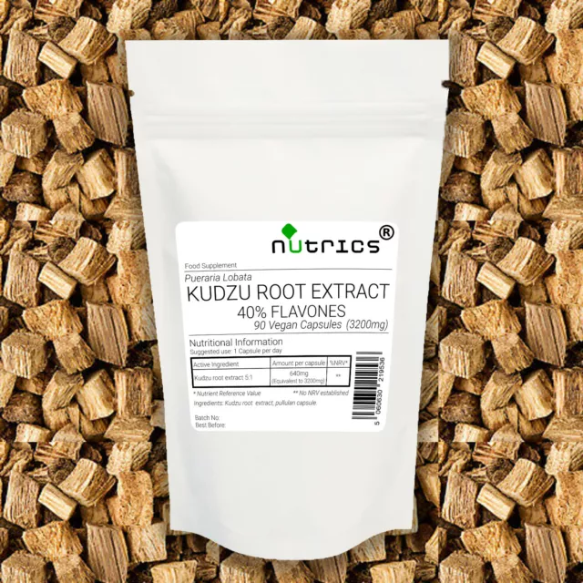 Nutrics® KUDZU ROOT EXTRACT 40% Flavones 3200mg each Pure Vegan Capsules