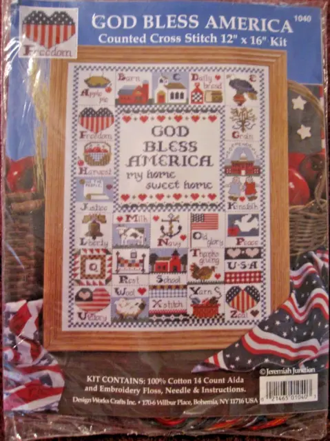God Bless America Counted X-Stitch 12" x 16" Kit - Jeremiah Junction #1040 NEW!