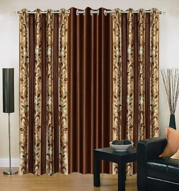 Beautiful Eyelet Window Curtain Polyester  Door Curtain Drapes Panel Set Of 3 PC