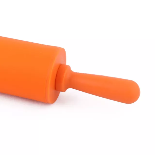 Home Silicone Surface Dumpling Biscuit Making Tool Dough Rolling Pin Orange 3