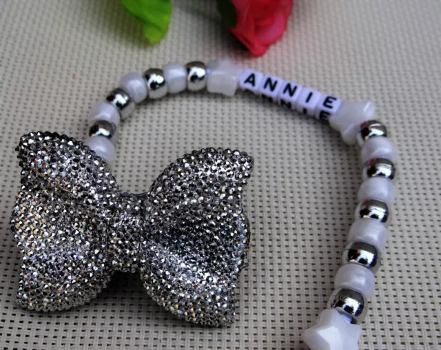 Personalised stunning baby dummy clip for reborn dolls ideal gift silver color