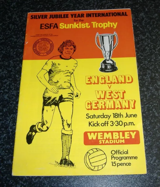England v West Germany 1977 - Schools International Sunkist Trophy