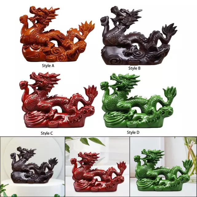 Statue de Dragon chinois sculpté en bois, ornement Fengshui pour décoration