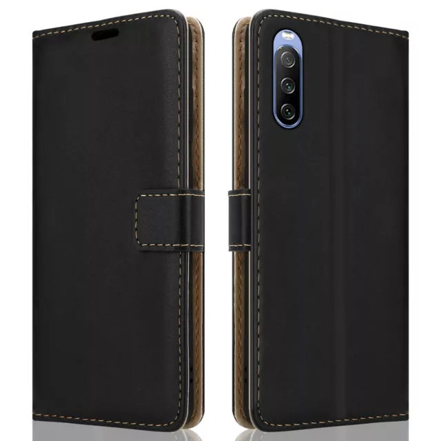 Luxury Black Wallet Pu Leather Case For Sony Xperia 10 III Flip Cover Magnetic