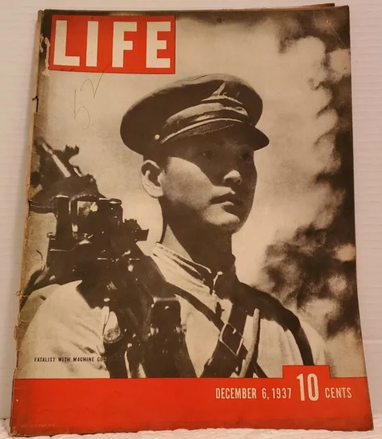 LIFE Magazine Dec 6, 1937 WWll Japanese Soldier With Weapon Advertising Ephemera